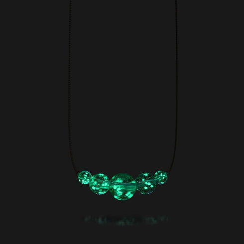 Indigo | 925er Sterlingsilber | Halskette mit Glühwürmchen-Glas-Unendlichkeitsverschluss